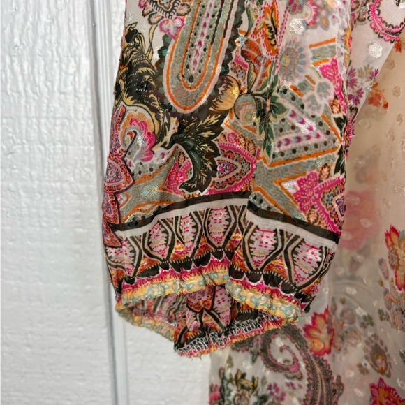 Fig and Flower Anthropology Women’s Cream and Floral Size 3x Bohemian Blouse - Picture 4 of 8